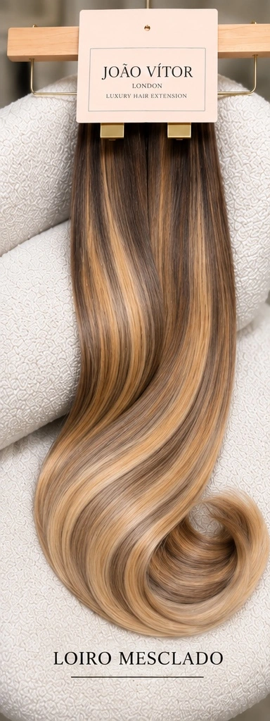 Amostra de cabelo:  Loiro mesclado